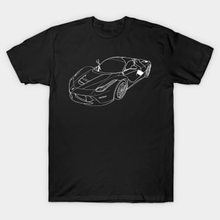 La Ferrari Wireframe White Drawing T-Shirt